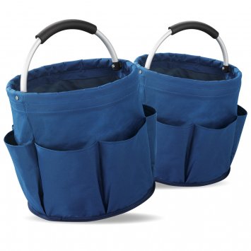 Universal Reinigungs Caddy 16 l, Blau, 2er Set, mit 6 Außentaschen für Schwämme und Tücher