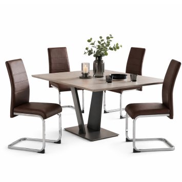 Esszimmerstuhl SallyC Kunstleder 4er-Set Braun