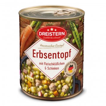 Dreistern Erbsen Eintopf mit Fleischklößchen und Schinken 800g