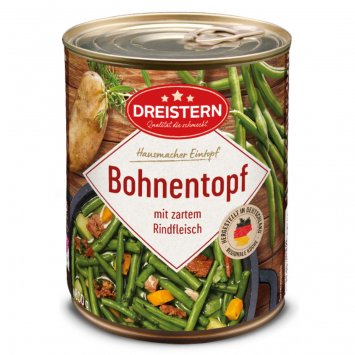 Dreistern Bohnen Eintopf mit zartem Rindfleisch hausgemacht 800g