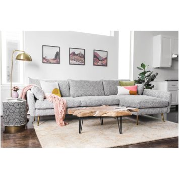 Ecksofa Antonius Webstoff Grau rechts