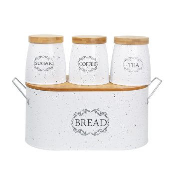 Brotkasten Vorratsdosen 4er-Set Landhaus Weiß