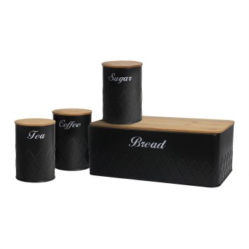 Brotkasten Vorratsdosen 4er-Set Schwarz
