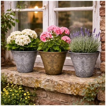 Blumentopf Nessa Ornamente Gold Silber 3er-Set