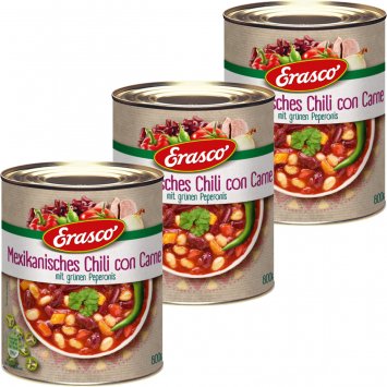 Erasco Mexikanisches Chili con Carne mit grüner Peperoni 800g 3er Pack