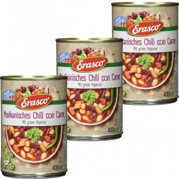 Erasco Mexikanisches Chili con Carne mit grüner Peperoni 400g 3er Pack