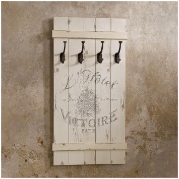 Rustikale Wandgarderobe im Vintage-Look Shabby Chic mit 4 Haken