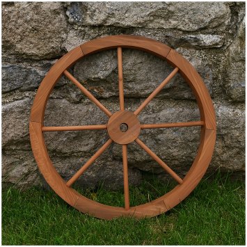 Wagenrad aus Fichtenholz Ø 60 cm rustikale Gartendeko