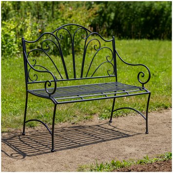 Gartenbank aus Metall romantische Sitzbank für Terrasse und Garten