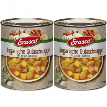 Erasco Ungarische Gulaschsuppe Eintopf mit Rindfleisch 770ml 2er Pack