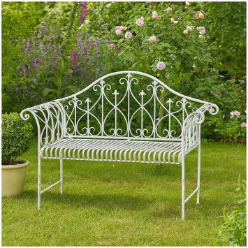 Metall Gartenbank Weiß romantisch nostalgisch