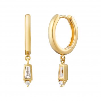 Creole 925 Sterling Silber gelb vergoldet mit Zirkonia Anhänger