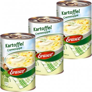Erasco Kartoffel Cremesuppe mit Rauchspeck fein cremig 390ml 3er Pack
