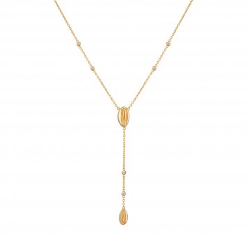 Halskette 925 Sterling Silber vergoldet Zirkonia Kauri Muschel Anhängern