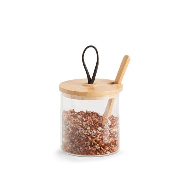 Vorratsglas rund 320 ml Holzdeckel mit Schlaufe