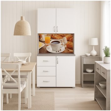 Küchenschrank Weiß/Beton Blanca Bistro