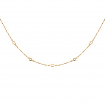 Halskette Choker 925 Silber vergoldet Rauten mit Cut-Outs