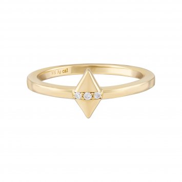 Ring 925 Silber vergoldet Raute Zirkonia