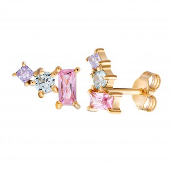 Ohrstecker 925 Sterling Silber gelb vergoldet Zirkonia Pastell