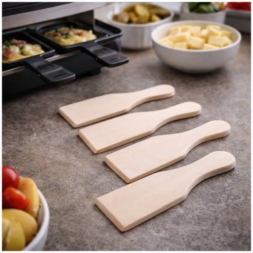 Pfannenwender perfekt für Raclette aus Holz 4er-Set