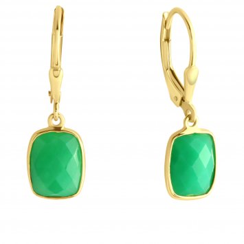 Ohrringe Silber 925 vergoldet 27mm lang mit echtem grünen Chrysopras