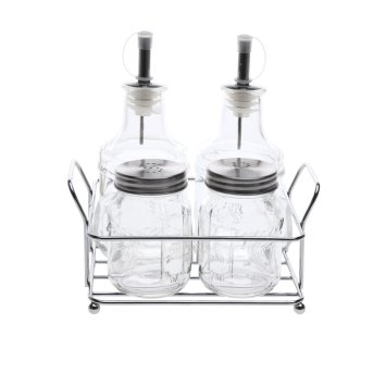 Menage-Set unbefüllt 5 Teile Glas/Metall