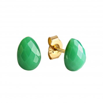Ohrringe Silber 925 vergoldet mit echtem Chrysopras 8x6,5mm
