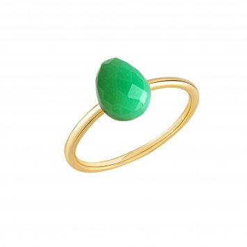 Ring Silber 925 vergoldet mit echtem Chrysopras 8x6mm