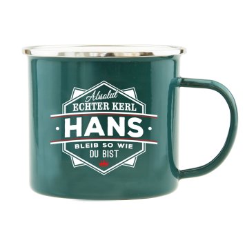 Echter Kerl Emaille Becher Hans