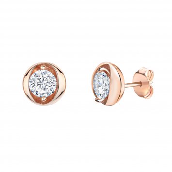 Ohrringe Silber 925 rosé-vergoldet mit weißen Zirkonia-Steinen