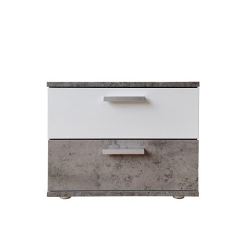 Nachtschrank Beton Weiß mit 2 Schubladen Nina