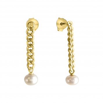 Ohrring 925 Silber vergoldet mit Süßwasserzuchtperlen