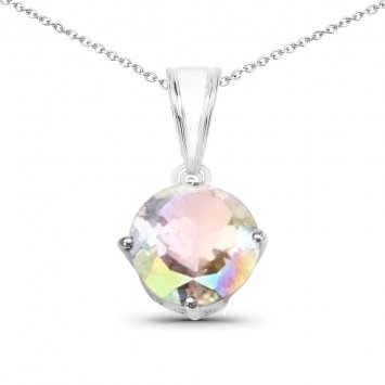 Anhänger mit Kette 925-Sterling Silber rhodiniert glänzend Quartz weiß