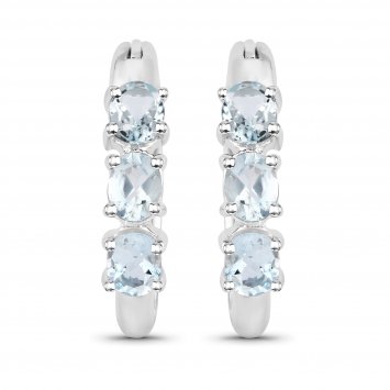 Ohrringe Silber 925 rhodiniert mit 6 hellblauen Aquamarinen