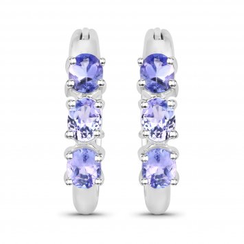 Ohrringe Silber 925 rhodiniert mit 6 natürlichen violetten Tansaniten