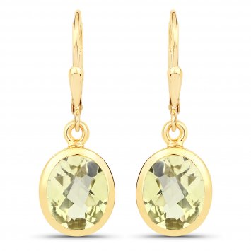 Ohrhänger 925-Sterling Silber vergoldet Glänzend Lemon Quarz grün