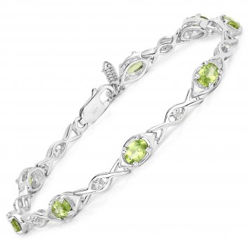 Armband 925-Sterling Silber rhodiniert Glänzend  Peridot grün
