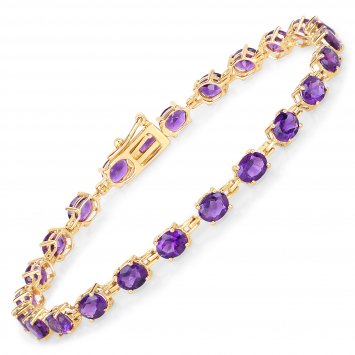 Armband 925-Sterling Silber vergoldet Glänzend  Amethyst lila
