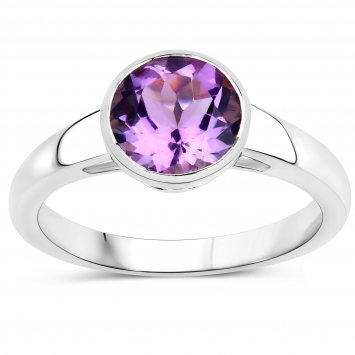 Ring 925-Sterling Silber rhodiniert Glänzend  Amethyst lila