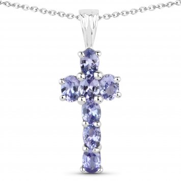 Anhänger mit Kette 925-Sterling Silber rhodiniert Glänzend  Tansanit violett