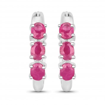 Ohrringe Silber 925 rhodiniert mit 6 natürlichen Rubinen