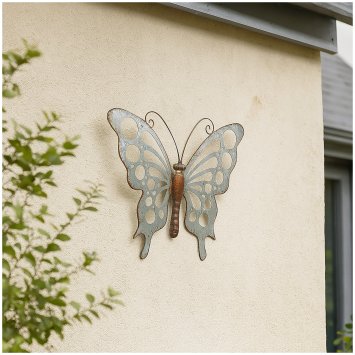 Metall Wanddekoration Schmetterling 44x35 cm dekorativ Vintage Look
