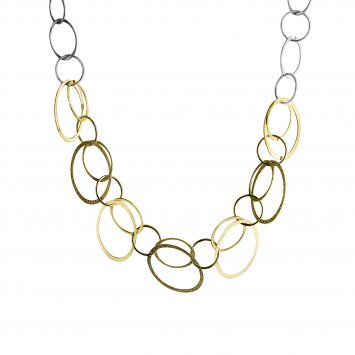 Halskette Silber 925 zweifarbig glanz / diamantiert 45cm lang