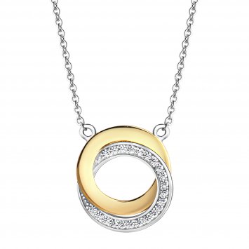 Halskette 925 Silber 2farbig mit Zirkoniasteinen