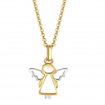 Halskette 375/- Gelbgold 2farbig Engel