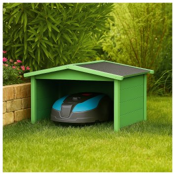 Garage für Mähroboter Robustes Holzhaus mit Wetterschutz Grün