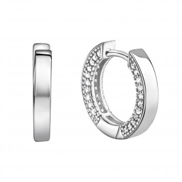 Ohrringe Silber 925 rhodiniert mit 88 weißen Zirkonia-Steinen