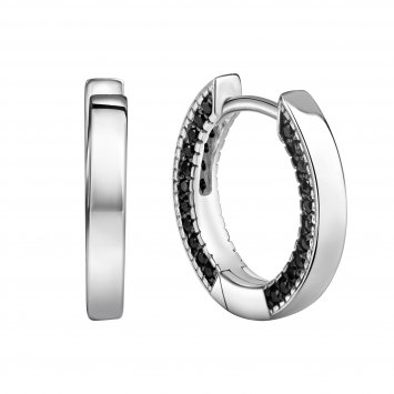 Ohrringe Silber 925 rhodiniert mit 88 schwarzen Zirkonia-Steinen