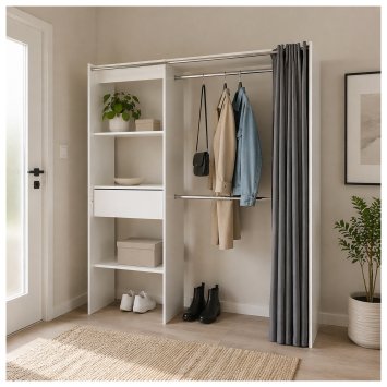 Offene Garderobe mit Vorhang Weiß