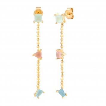 Ohrhänger 925 Silber vergoldet Echtsteine Pastell